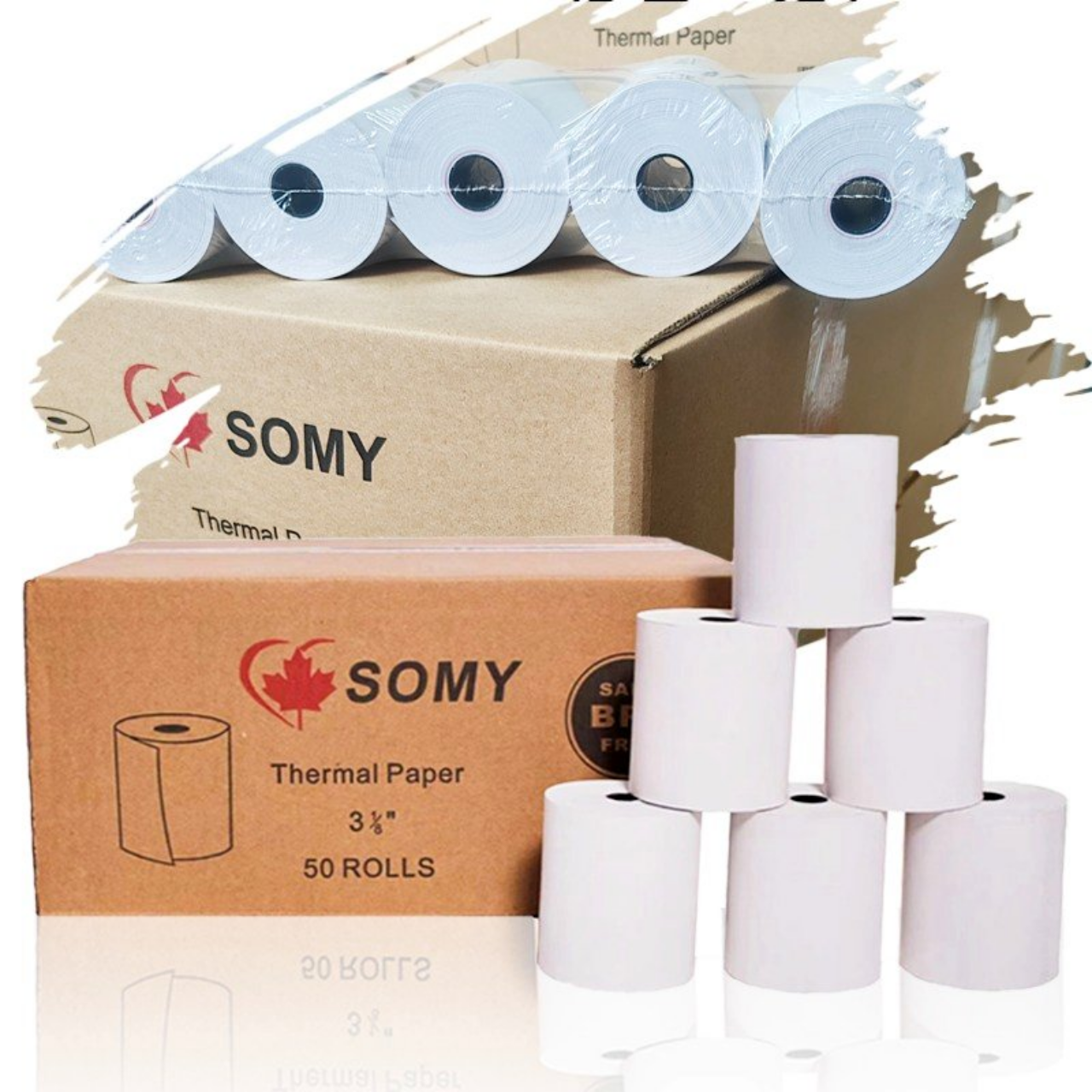 3 1/8" x 200' Premium BPA-Free Thermal Paper Rolls – Case of 50