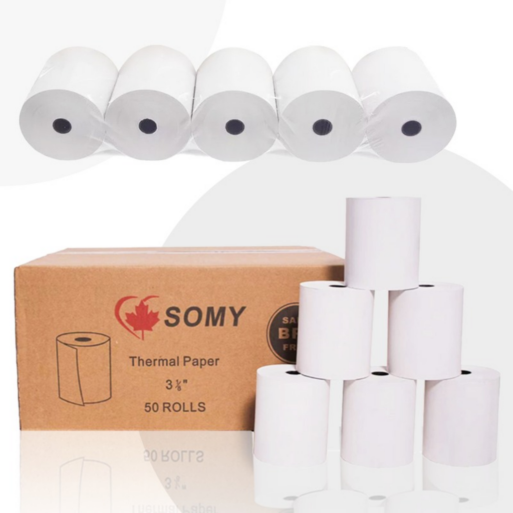 3 1/8" x 200' Premium BPA-Free Thermal Paper Rolls – Case of 50