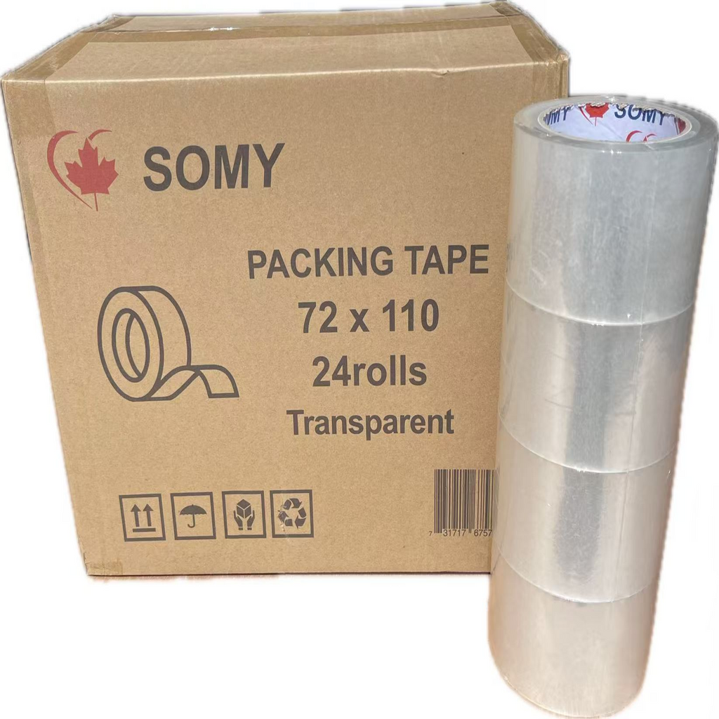 Clear Industrial Packing Tape – 3" x 110 Yards, 2 Mil, 24 Rolls/Box
