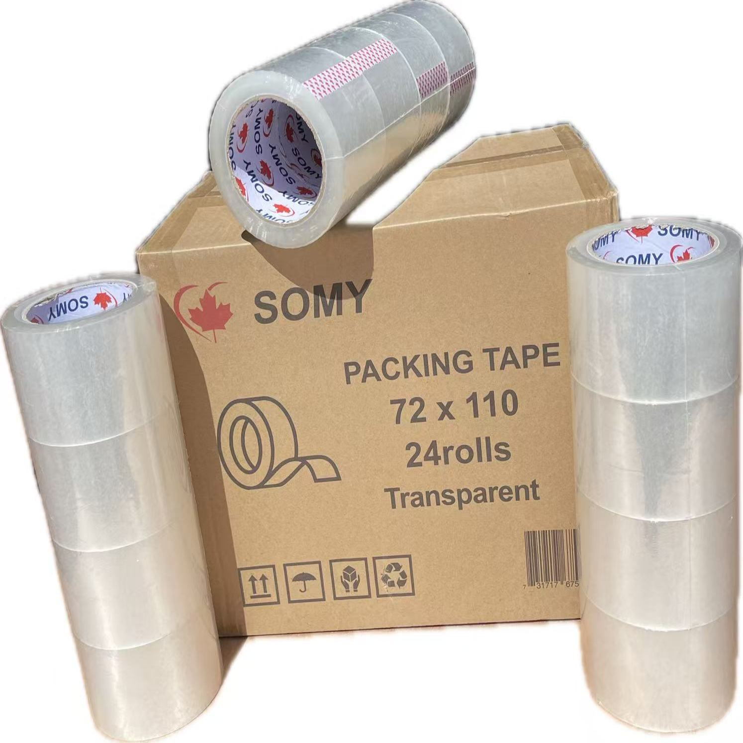 Clear Industrial Packing Tape – 3" x 110 Yards, 2 Mil, 24 Rolls/Box