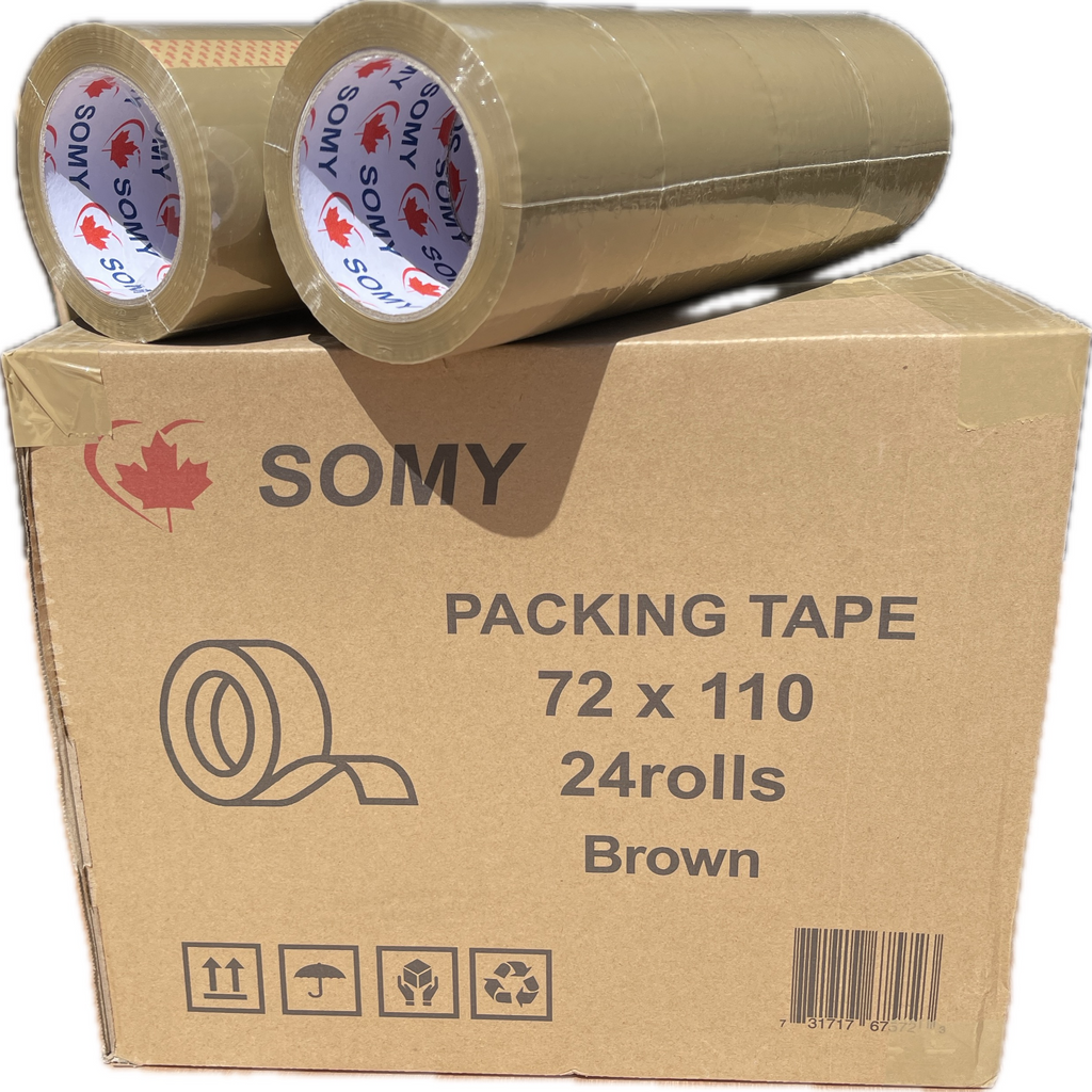 Brown Industrial Packing Tape – 3" x 110 Yards, 2 Mil, 24 Rolls/Box