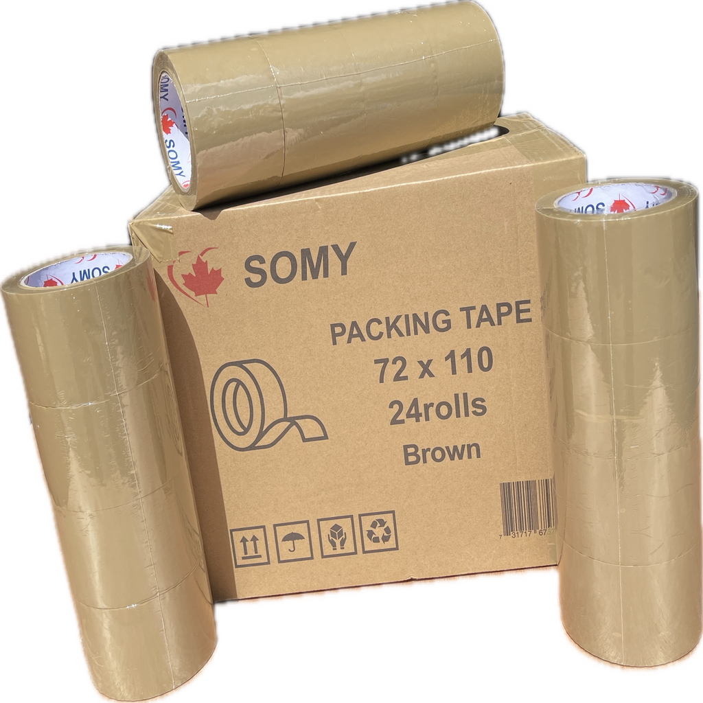 Brown Industrial Packing Tape – 3" x 110 Yards, 2 Mil, 24 Rolls/Box