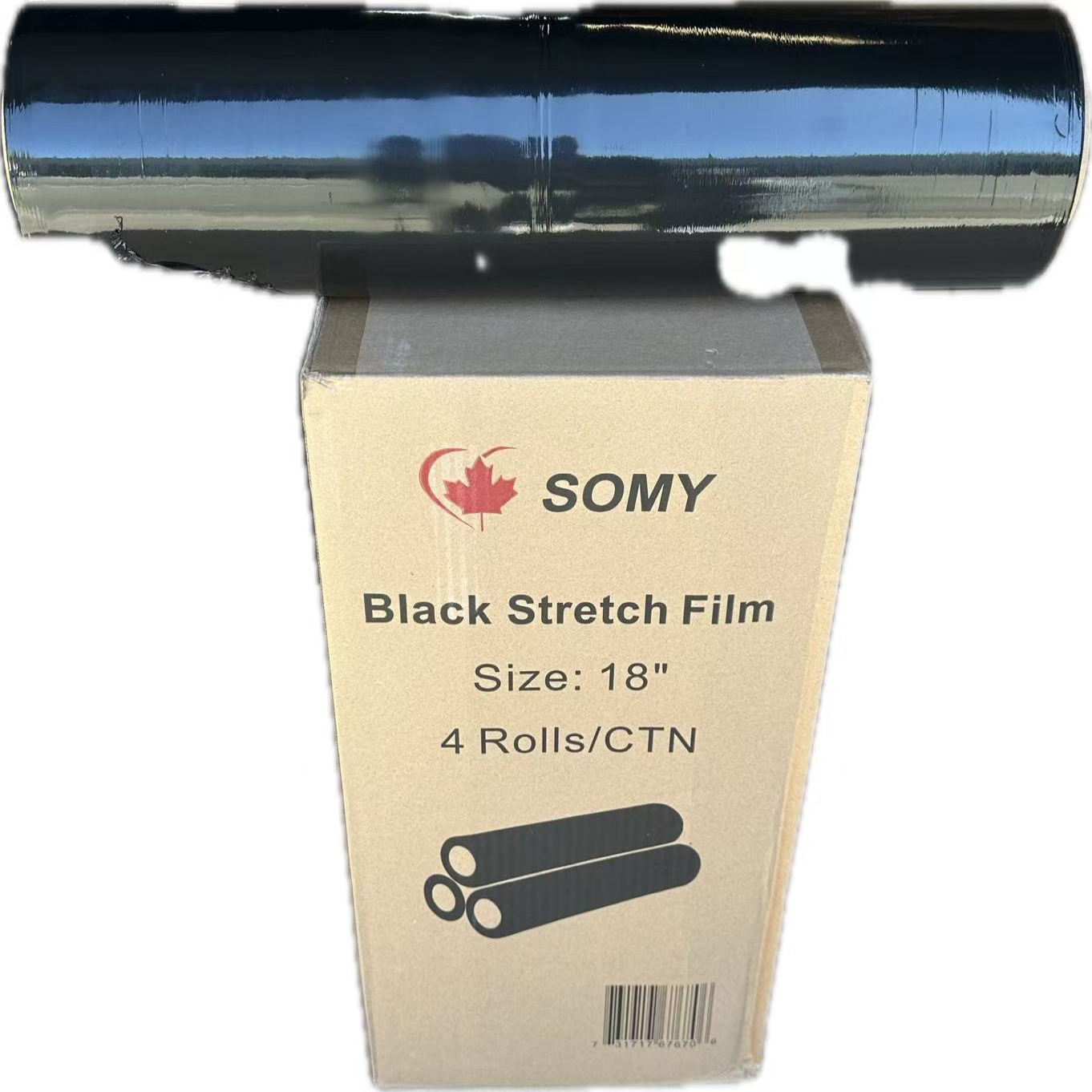 18" x 1,500' Black Stretch Film Wrap – 80 Gauge, 4 Rolls/Box