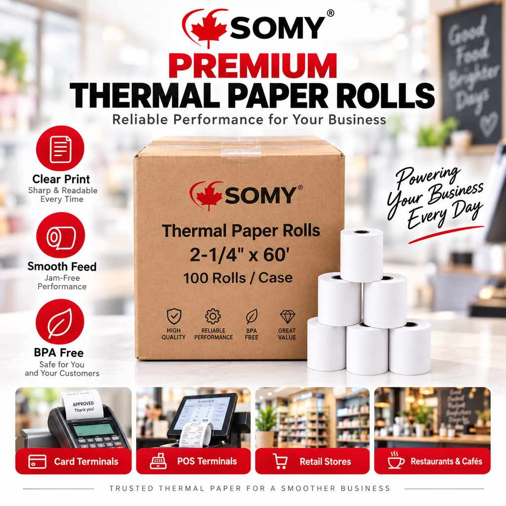 2 1/4" x 60' Thermal Paper Rolls – Case of 100
