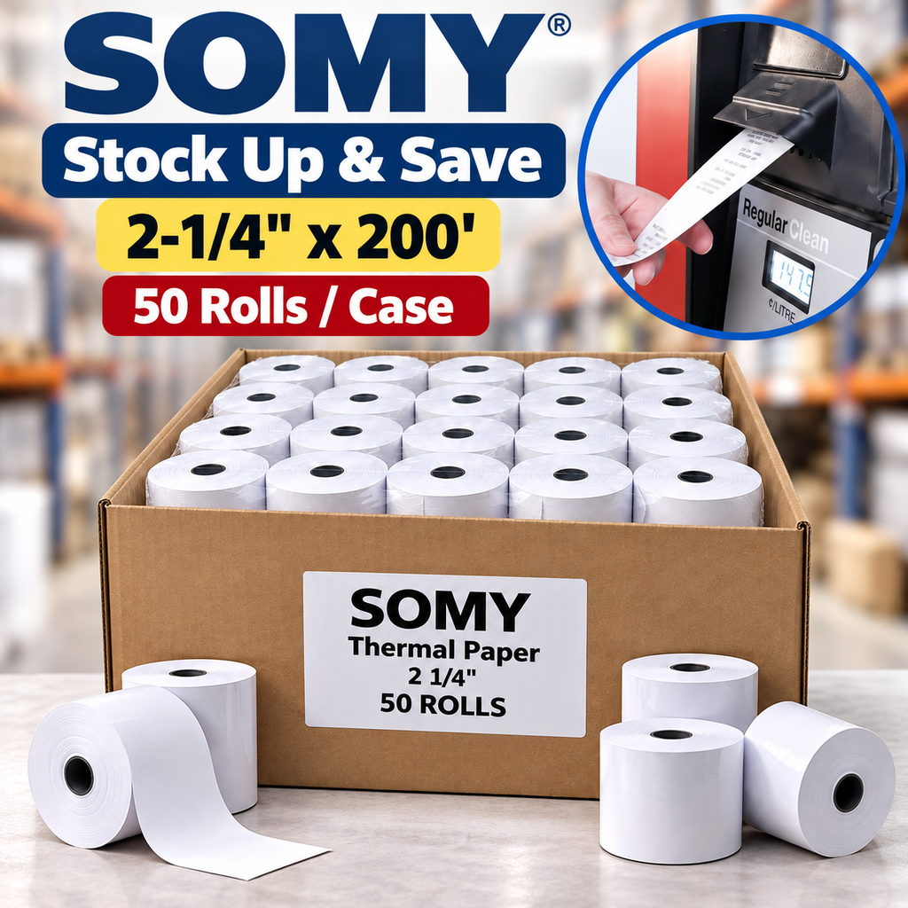 2 1/4" x 200' Thermal Paper Rolls – Case of 50