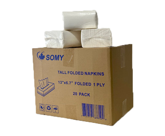 1-Ply Dinner Napkins – 13x6.7", 9,000/Case, Compostable & Recyclable