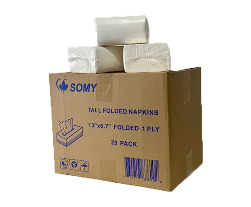 1-Ply Dinner Napkins – 13x6.7", 9,000/Case, Compostable & Recyclable
