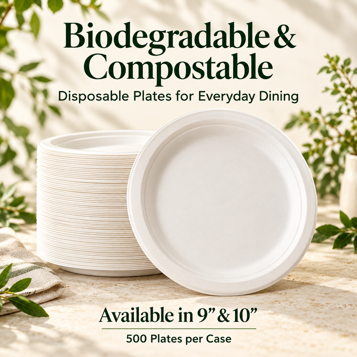Round Biodegradable Disposable Plate - Case of 500