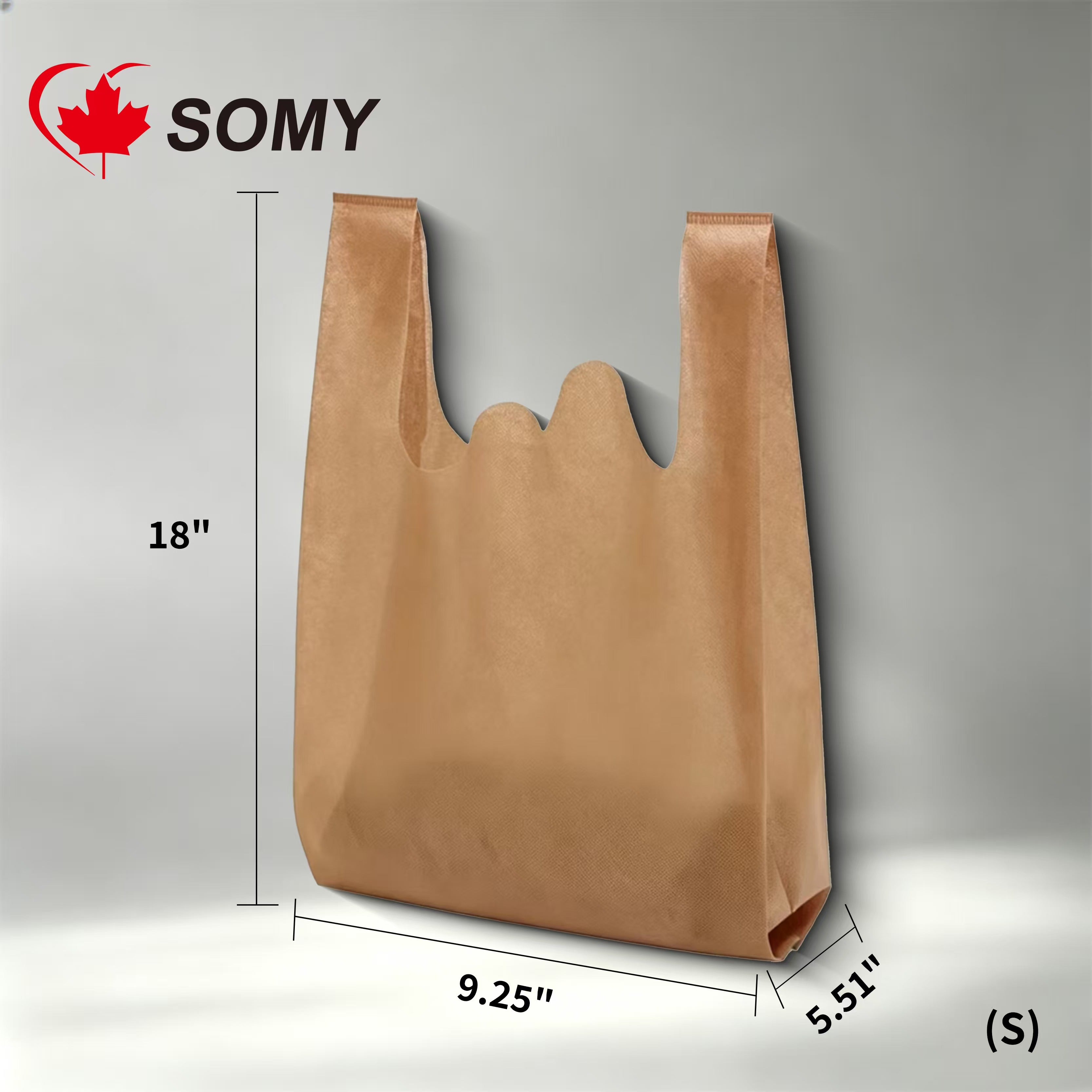 Non-Woven Bag – Small 18"×9.25"×5.51" | White & Brown | Retail & Takeout