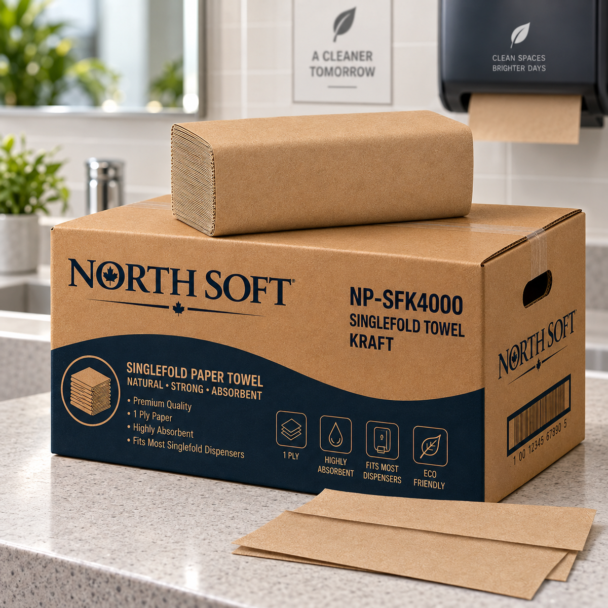 Single Fold Hand Paper Towel – 16 Packs/Case, 250 Sheets/Pack (4,000 Sheets)