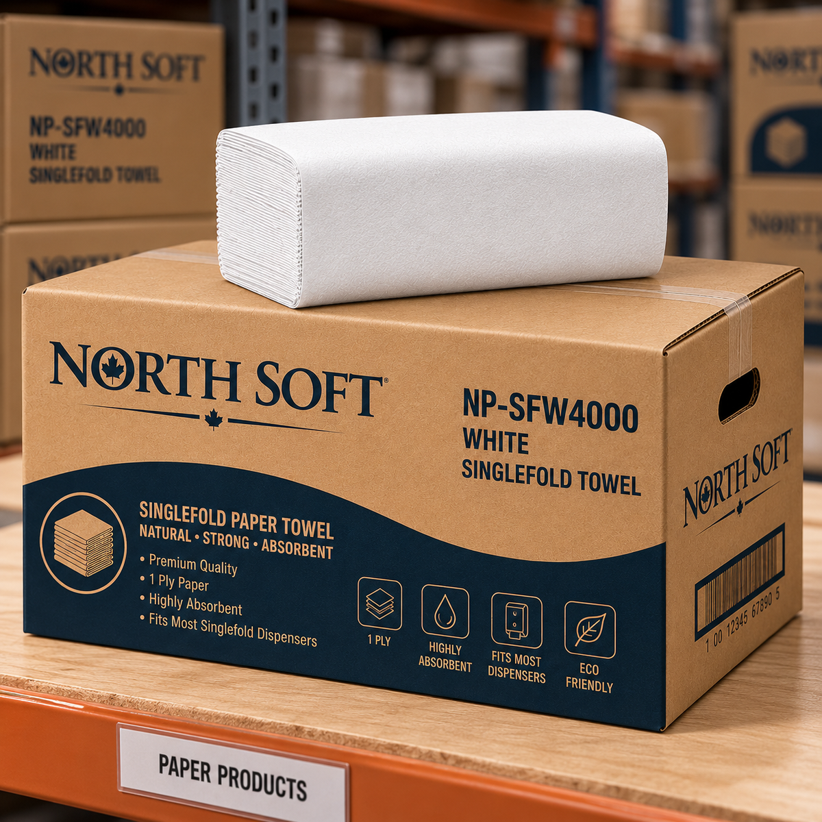 Single Fold Hand Paper Towel – 16 Packs/Case, 250 Sheets/Pack (4,000 Sheets)