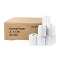 3" x 175' Bond Paper Rolls – 1-Ply, 50 Rolls/Case (Kitchen Printer Compatible)