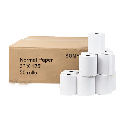 3" x 175' Bond Paper Rolls – 1-Ply, 50 Rolls/Case (Kitchen Printer Compatible)