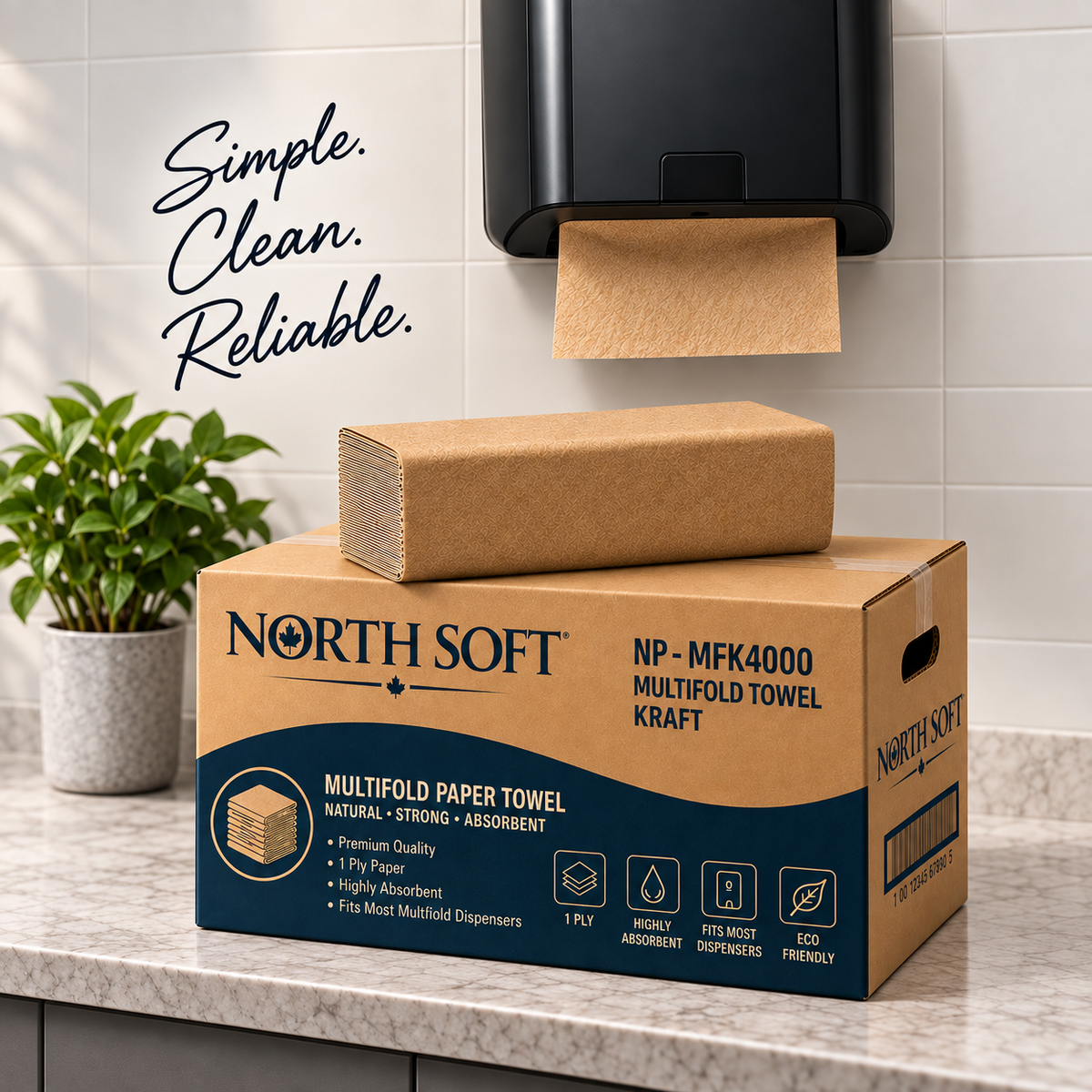 Multi Fold Hand Paper Towel – 16 Packs/Case, 250 Sheets/Pack (4,000 Sheets)