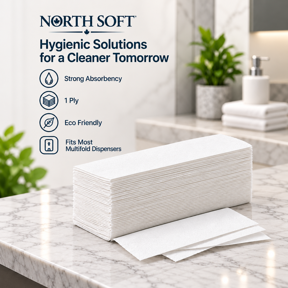 Multi Fold Hand Paper Towel – 16 Packs/Case, 250 Sheets/Pack (4,000 Sheets)