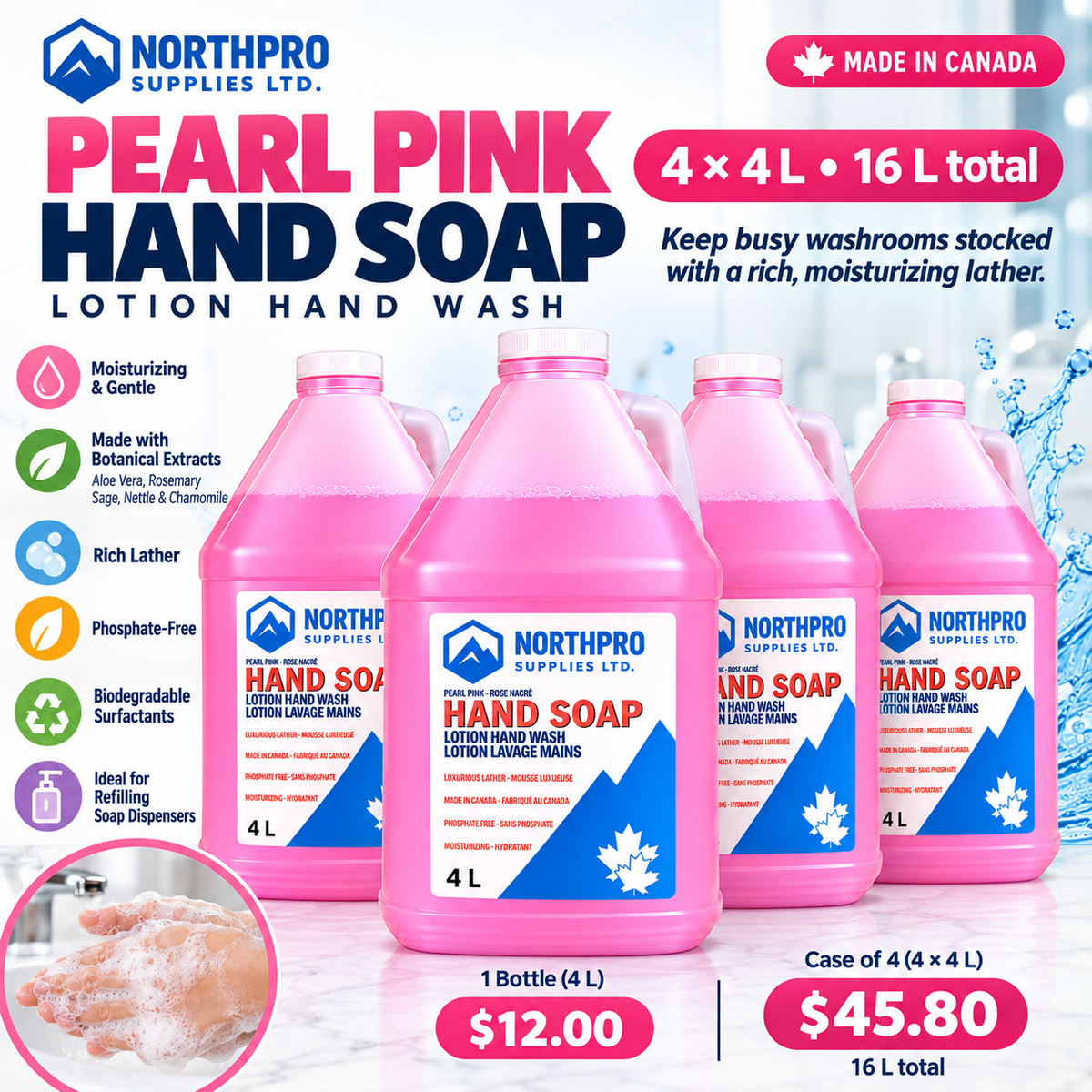 NorthPro Pearl Pink Hand Soap, 4 L
