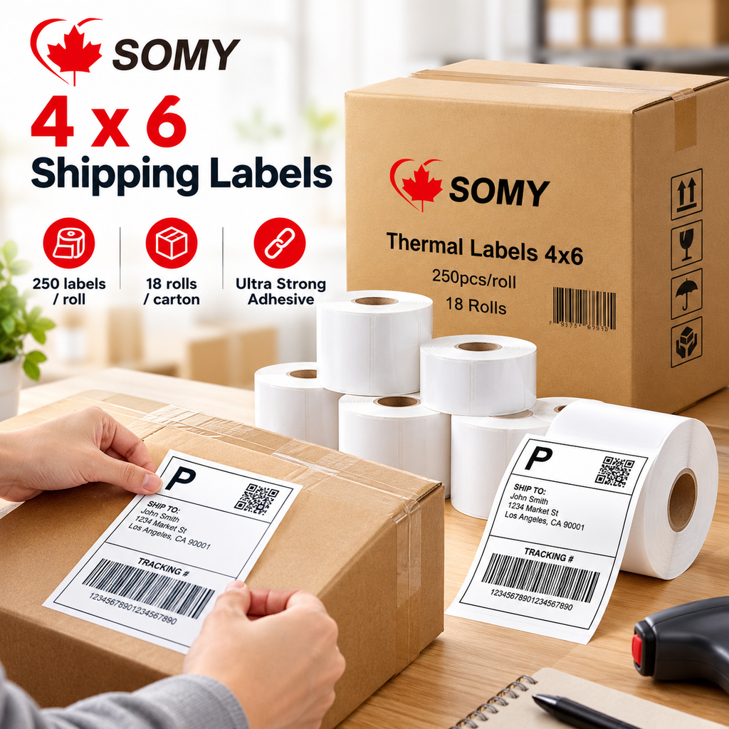 4" x 6" Thermal Shipping Labels – 250 Labels/Roll, 18 Rolls/Case