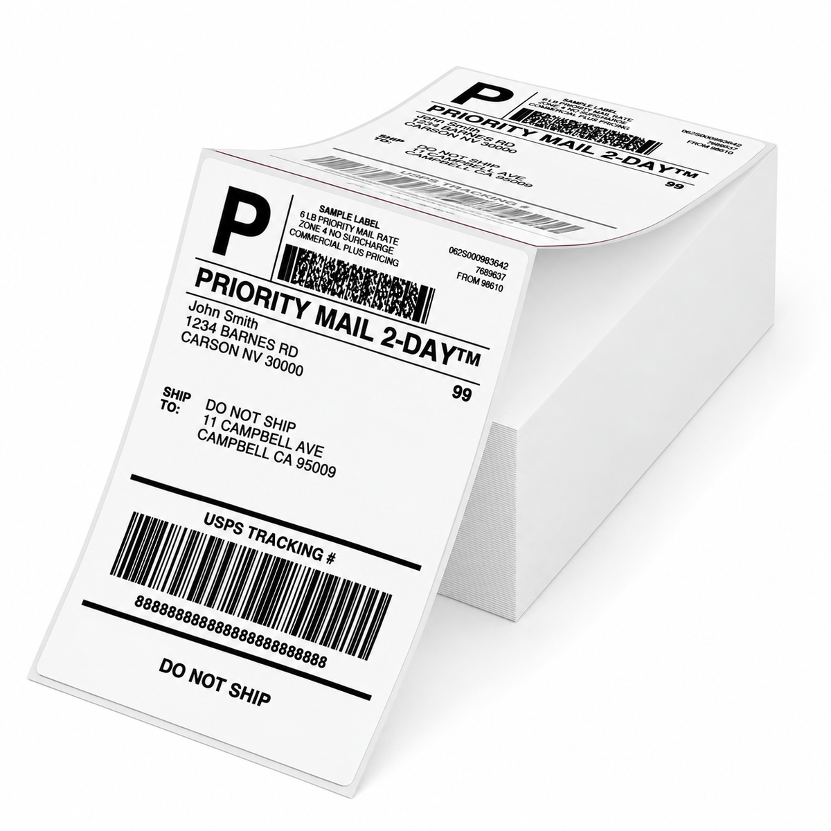 4" x 6" Thermal Shipping Labels – Fanfold, 500 Labels/Stack, 12 Stacks/Case