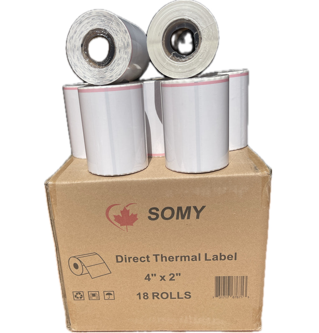 Canada Post RPO Shipping Labels – 2" Thermal, Waterproof, 605 Labels/Roll, 18 Rolls/Case