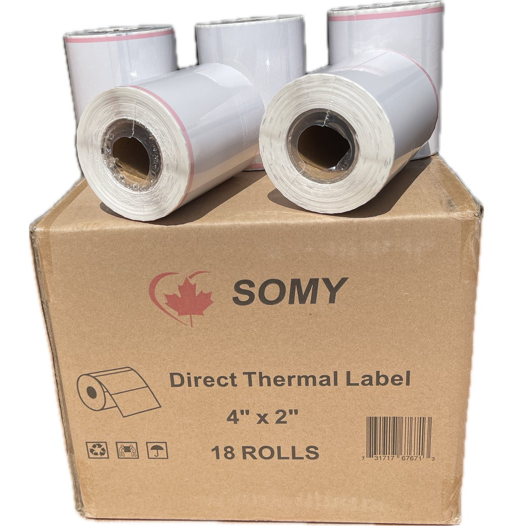 Canada Post RPO Shipping Labels – 2" Thermal, Waterproof, 605 Labels/Roll, 18 Rolls/Case