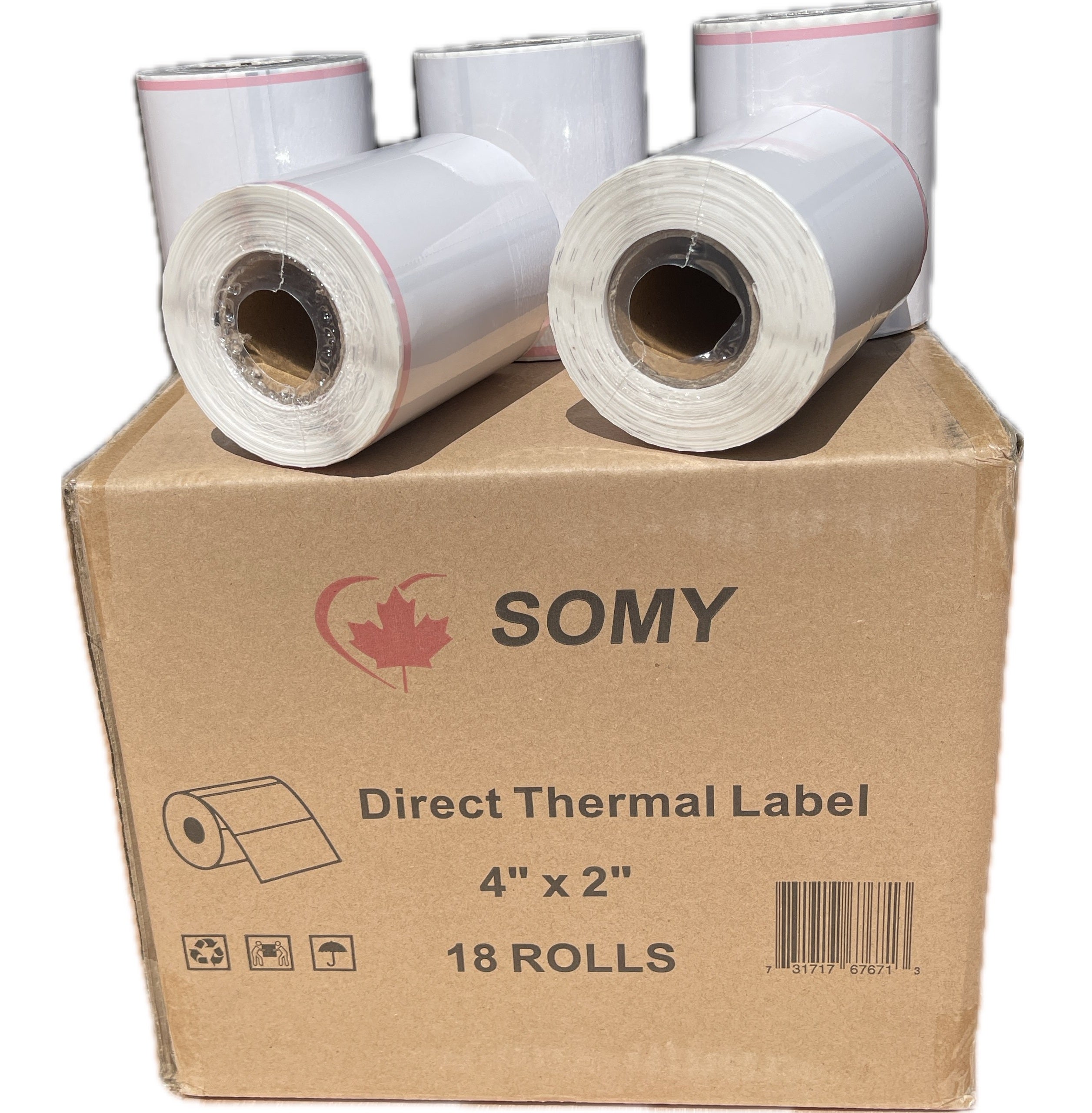 Canada Post RPO Shipping Labels – 2" Thermal, Waterproof, 605 Labels/Roll, 18 Rolls/Case