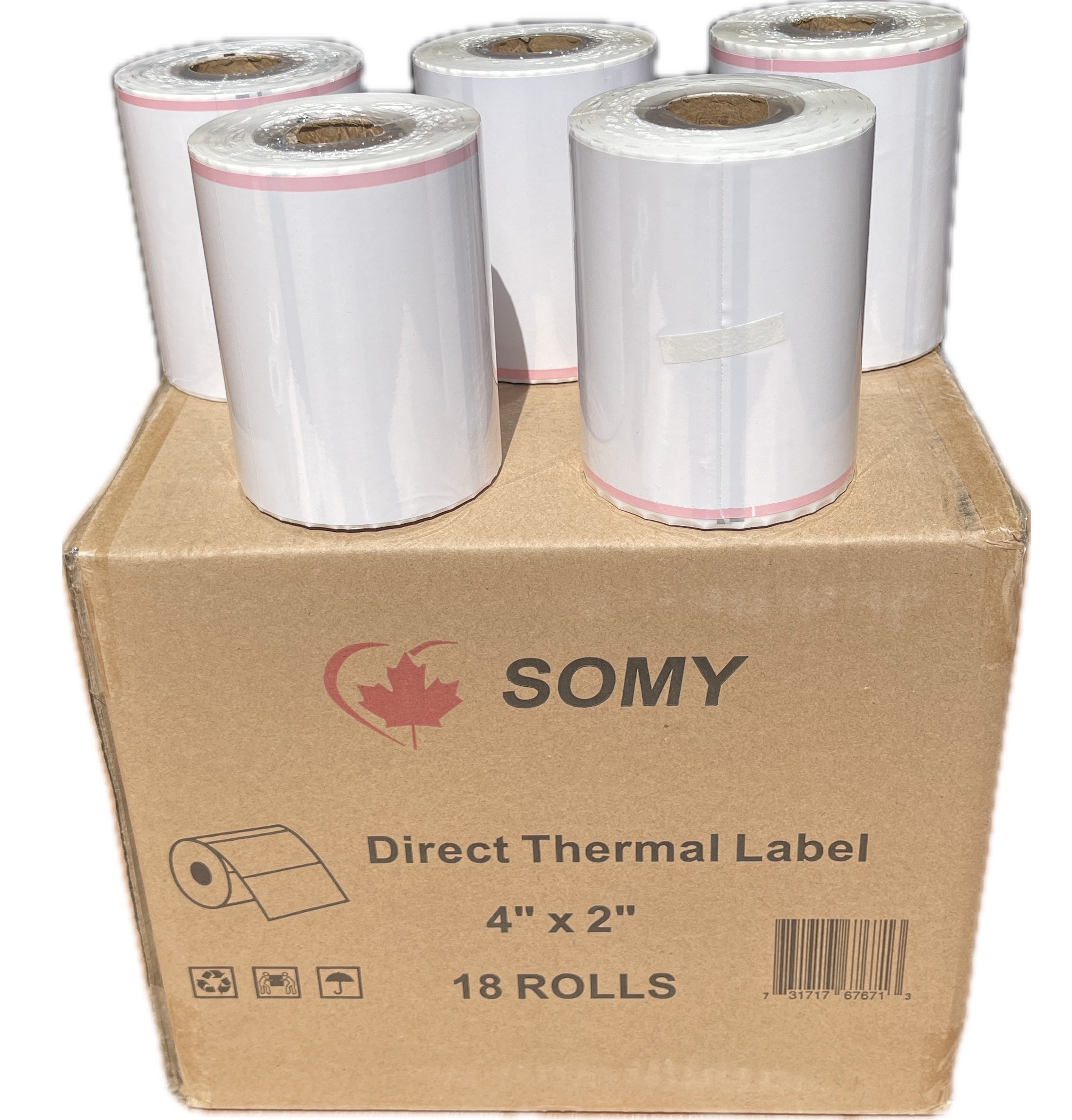 Canada Post RPO Shipping Labels – 2" Thermal, Waterproof, 605 Labels/Roll, 18 Rolls/Case