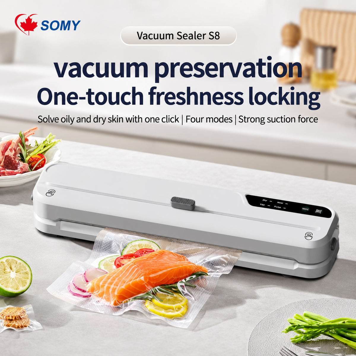SOMY 7-in-1 Food Vacuum Sealer Machine – Compact, Powerful & Easy to Use